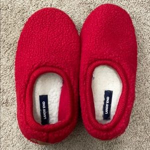 Lands’ End Red Fleece Ballet House Slippers